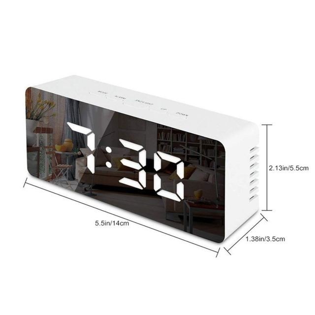 Wewoo Horloge murale Miroir LED Réveil numérique de table Snooze électronique Temps Température Grand écran avec Lumière bleue