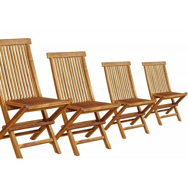 Chaises de jardin Wood En Stock lot de 4 chaises pliantes en teck huilé