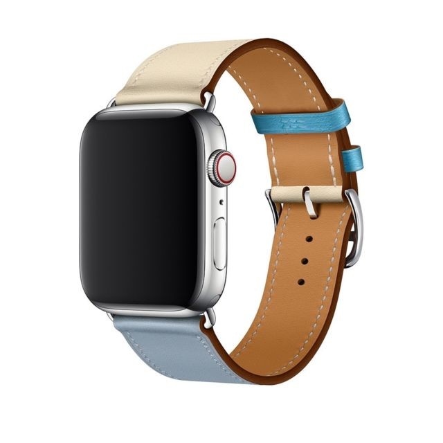 Wewoo - Bracelet de montre en cuir bicolore à boucle unique pour Apple Watch séries 3 et 2 & 1 38 mmgris bleu + rose blanc + glacier Wewoo  - Objets connectés