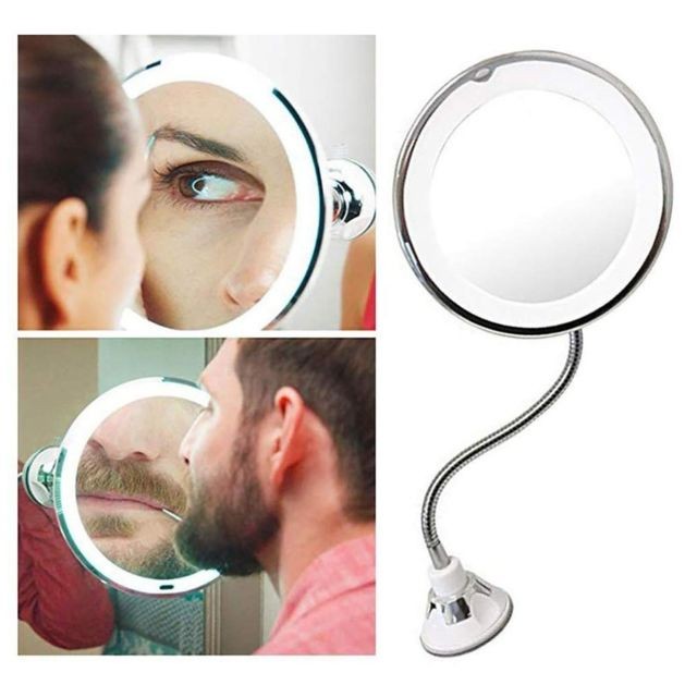 Alpexe - Alpexe 10 x avec LED - Miroir de Maquillage grossissant à Ventouse Alpexe  - Miroir grossissant maquillage