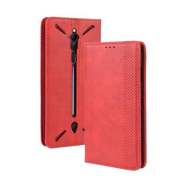 Wewoo - Coque Étui en cuir à boucle magnétique avec de texture rétro pour ZTE nubia Red Magic 3 porte-cartes et fentes cartes et cadre photo Rouge Wewoo  - Accessoire Smartphone