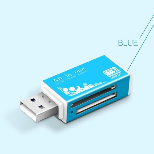 Wewoo - Lecteur de carte Multi en 1 mémoire SD pour Memory Stick Pro Duo, micro SD, TF, M2, MMC, SDHC (bleu) - Boitier PC et rack