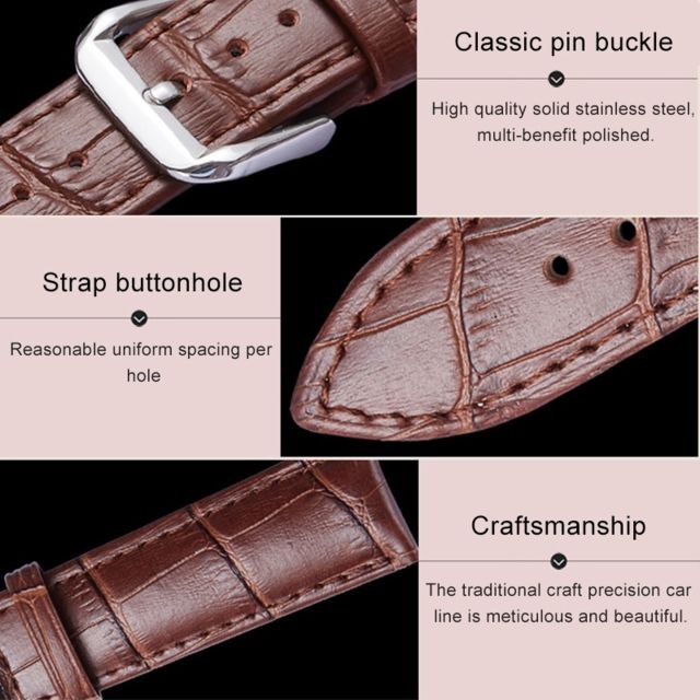 Bracelet connecté Bracelet pour montre connectée Dragonne en cuir de détachable de montreSpécification 16mm Noir