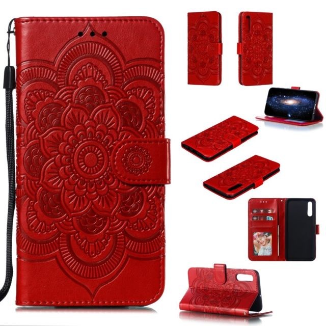 marque generique - Etui en PU fleurs de mandala avec support rouge pour votre Samsung Galaxy A70 marque generique  - Marchand Magunivers