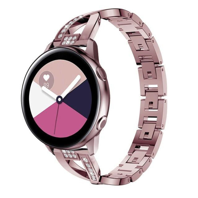 marque generique Bracelet en métal forme x décor strass alliage de zinc rose pour votre Samsung Galaxy Watch Active SM-R500