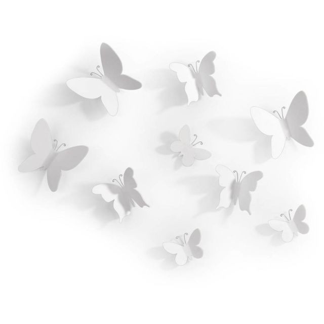 Umbra - Décor mural adhésif 9 papillons blancs - Umbra