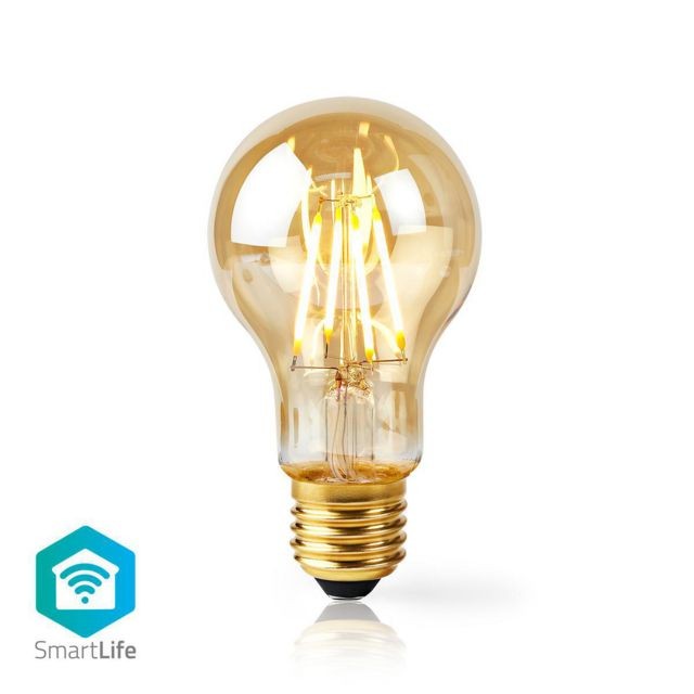 Nedis - Ampoule à Filament LED Intelligente Wi-Fi - E27 - A60 - 5 W - 500 lm - Maison connectée