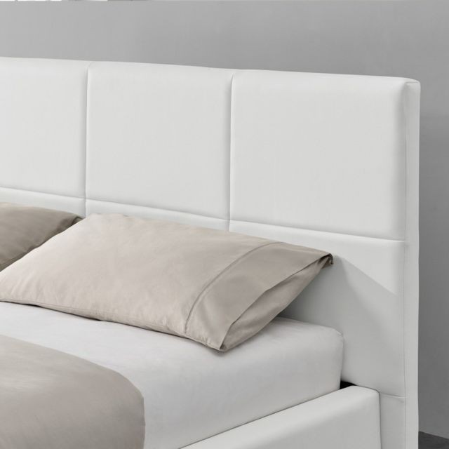 Cadres de lit Lit design Alexi avec sommier et coffre de rangement - Blanc - 180x200