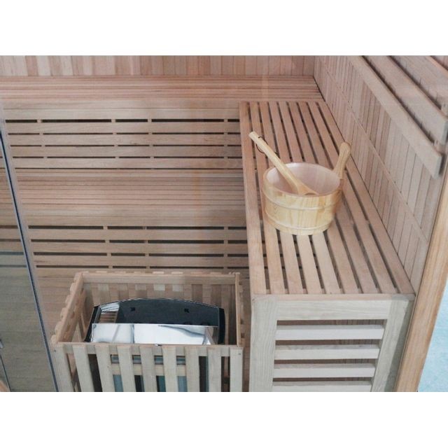 Saunas traditionnels Sauna Traditionnel Finlandais d'angle 4/5 places vitré Gamme prestige IMATRA - L220*P220*H210 cm