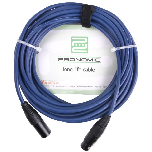 Câble antenne Pronomic Pronomic Stage DMX3-10 câble DMX 10 m, bleu avec contacts plaqués dor