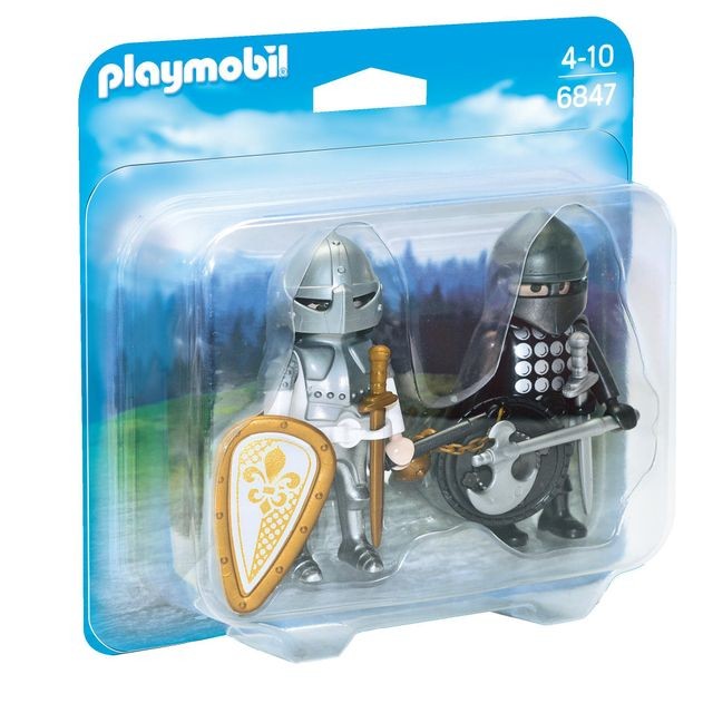 Playmobil - KNIGHTS - Chevalier Noir et Chevalier d'Argent Playmobil  - Playmobil Knights Playmobil