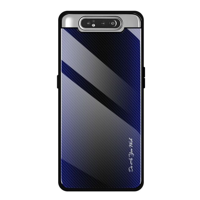 Wewoo - Coque Pour Galaxy A80 / A90 Housse de protection en verre dégradé de texture bleu foncé Wewoo  - Coque, étui smartphone