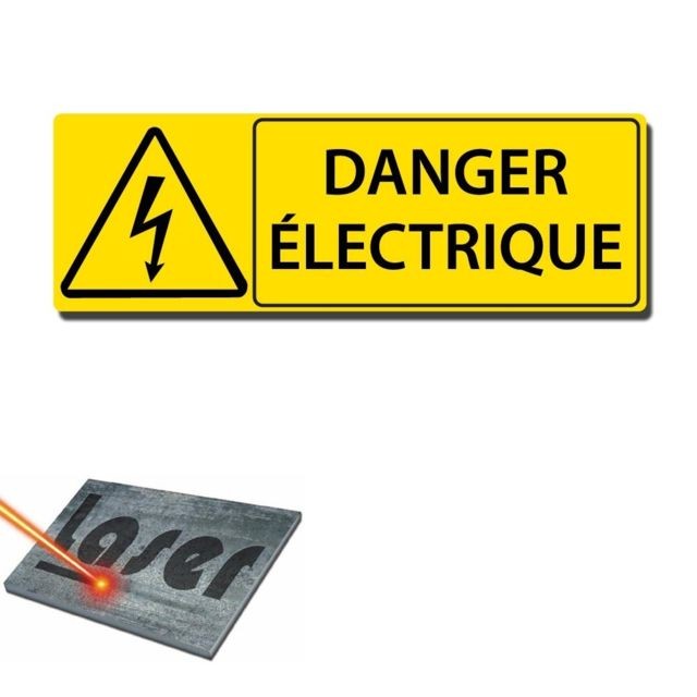 Mygoodprice - Plaque gravée autocollante 30x10 cm ""Danger électriques"" fond jaune - Mygoodprice