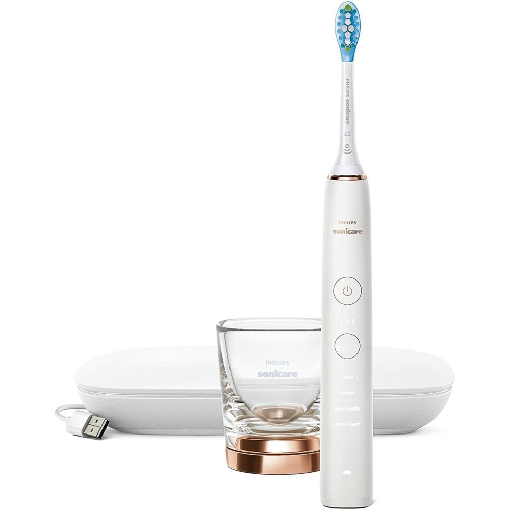 Philips brosse à dents électrique rechargeable Connectée DiamondClean blanc rose or