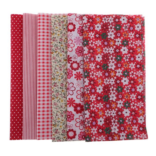 marque generique -6pcs patchwork de tissu de coton d'impression pour bricolage couture vintage rouge floral marque generique  - Abats-jour Fleur rouge