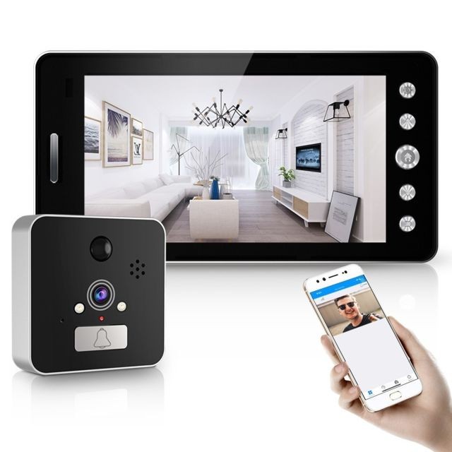 Wewoo - Interphone vidéo 1080P Visiophone sans fil Portier moniteur 5 pouces version Android Caméra de surveillance à distance par smartphone - Wewoo