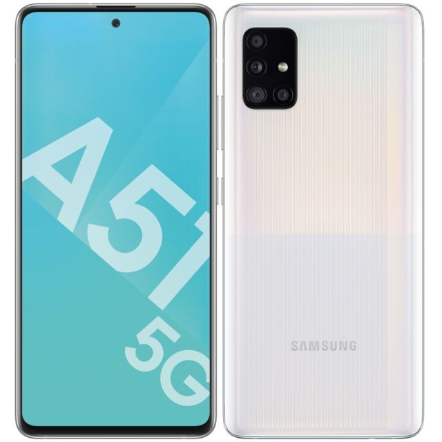 Samsung - A51 - 5G - 128 Go - Blanc Prismatique - Ecran de plus de 6,5" Téléphonie