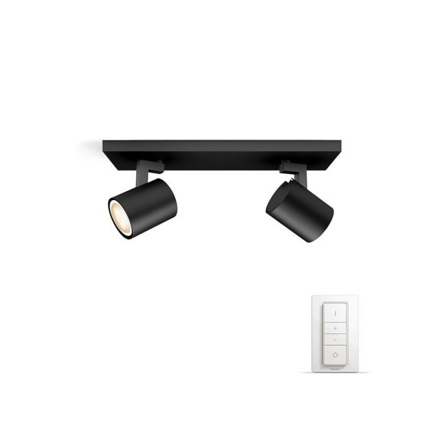 Philips Hue White Ambiance RUNNER Spot barre tube 2x5.5W - Noir (télécommande incluse)
