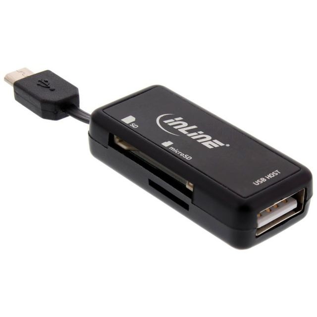Inline - Lecteur de carte InLine® OTG Dual Flex pour SD et micro SD avec port USB et 2 logements de carte - Lecteur carte mémoire