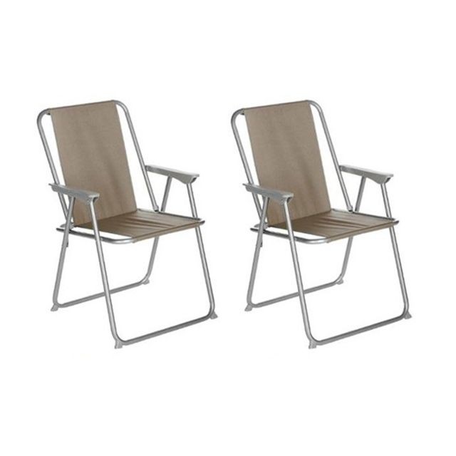 Pegane - Lot de 2 chaises de camping pliantes coloris taupe - L. 74.5 x l. 53 x H. 7cm -PEGANE- Pegane  - Chaises de jardin Pegane