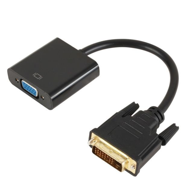Cabling - CABLING® Câble adaptateur DVI vers VGA - Convertisseur DVI-D vers HD15 - Mâle / Femelle - Noir - Adaptateur vga male male