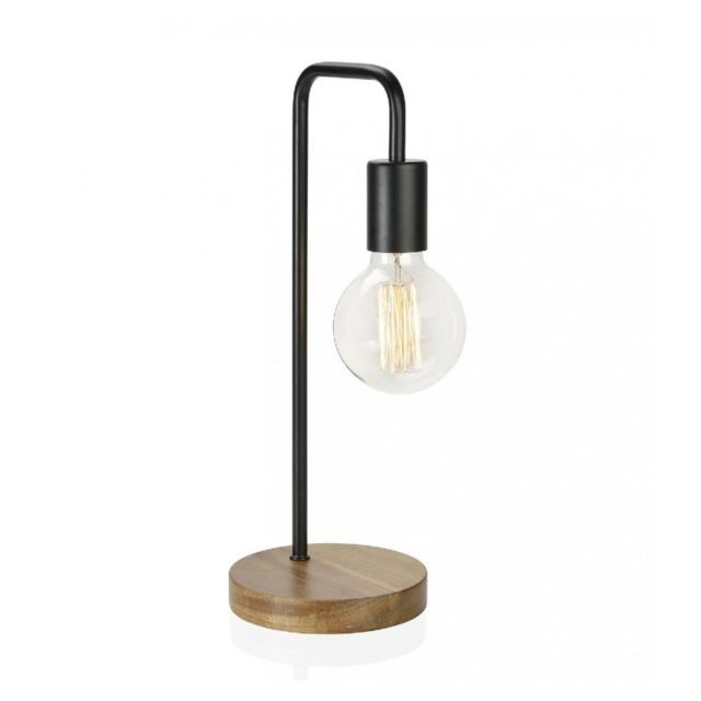 Lampes à poser Wadiga Lampe à Poser Courbée Design en Bois et Métal Noir
