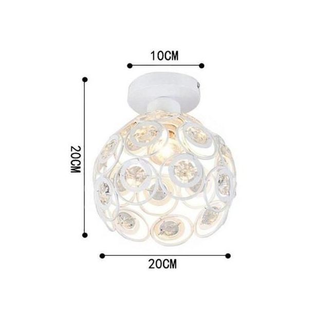 Stoex Moderne Plafonnier Industrielle Cristal en Métal Fer 20cm, Luminaire l'éclairage Intérieur Lamps de Plafond Abat-Jour Blanc