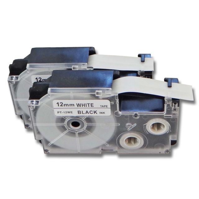 Vhbw - vhbw 2 x Cassettes à ruban 12mm pour Casio KL-130, KL-200, KL-2000, KL-200E, KL-7200, KL-7400, KL-G2, KL-HD1. Remplace: Casio XR-12WE1, XR-12WE. Vhbw  - Cartouche, Toner et Papier
