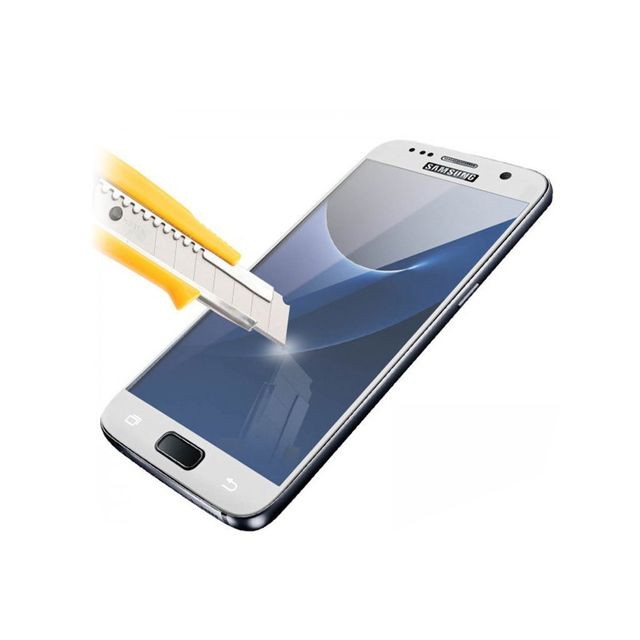 Protection écran smartphone marque generique Vitre de Protection Film Protecteur d'Ecran Full Cover Integrale en Verre Trempe Couleur Samsung Galaxy S7 blanc