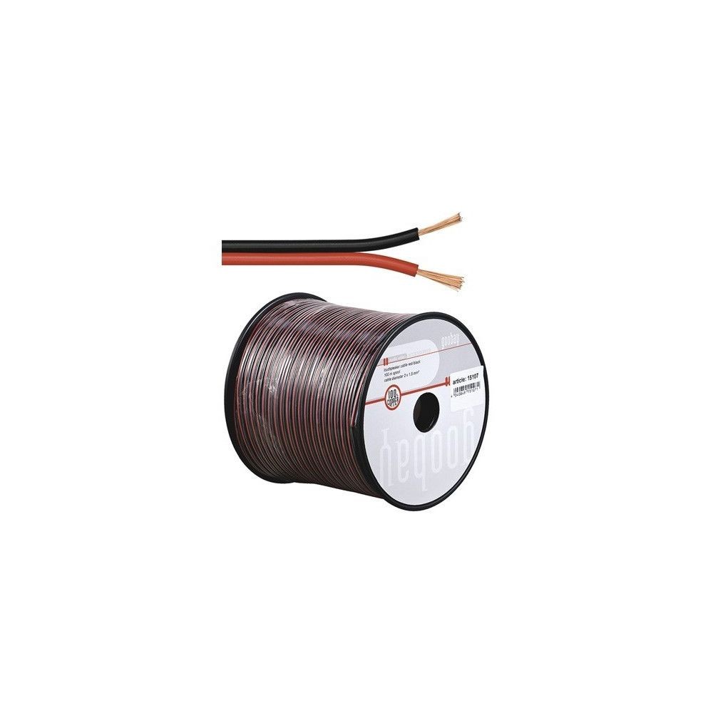 Enceintes Hifi Alpexe câble haut-parleur rouge / noir CU 100 m bobine, diamètre 2x0,5 mm²