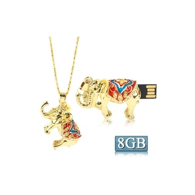 Wewoo - Clé USB Éléphants d'or en forme de bijoux en diamant collier style USB Flash Disk 8 Go - Clés USB 8 Go Clés USB