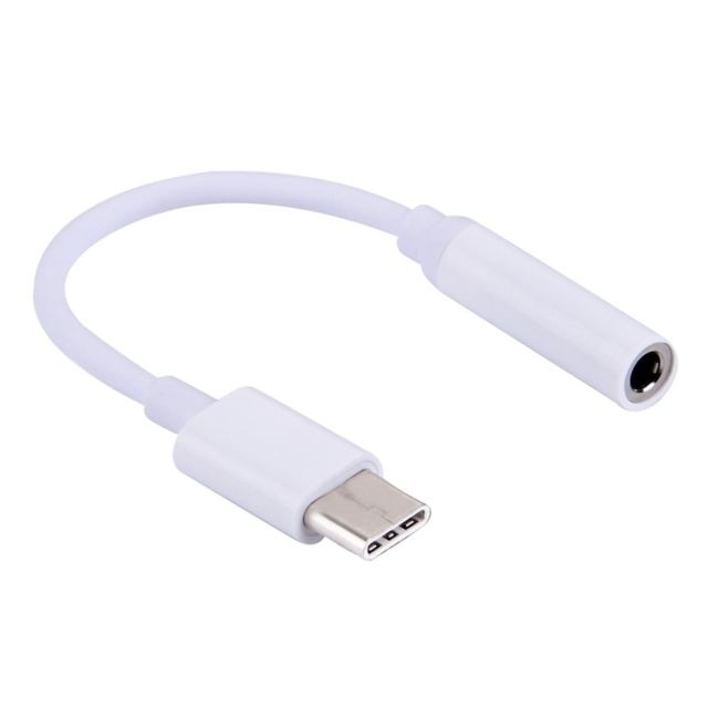 Wewoo - Adaptateur blanc audio USB-C / Type-C vers Jack 3,5 mm, Longueur: environ 10cm Wewoo   - Ecouteurs intra-auriculaires Wewoo