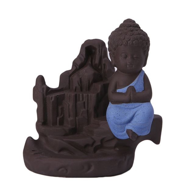 marque generique - bouddha en céramique handcrafted backflow encensoir titulaire brûleur d'encens décor bleu marque generique  - Senteurs