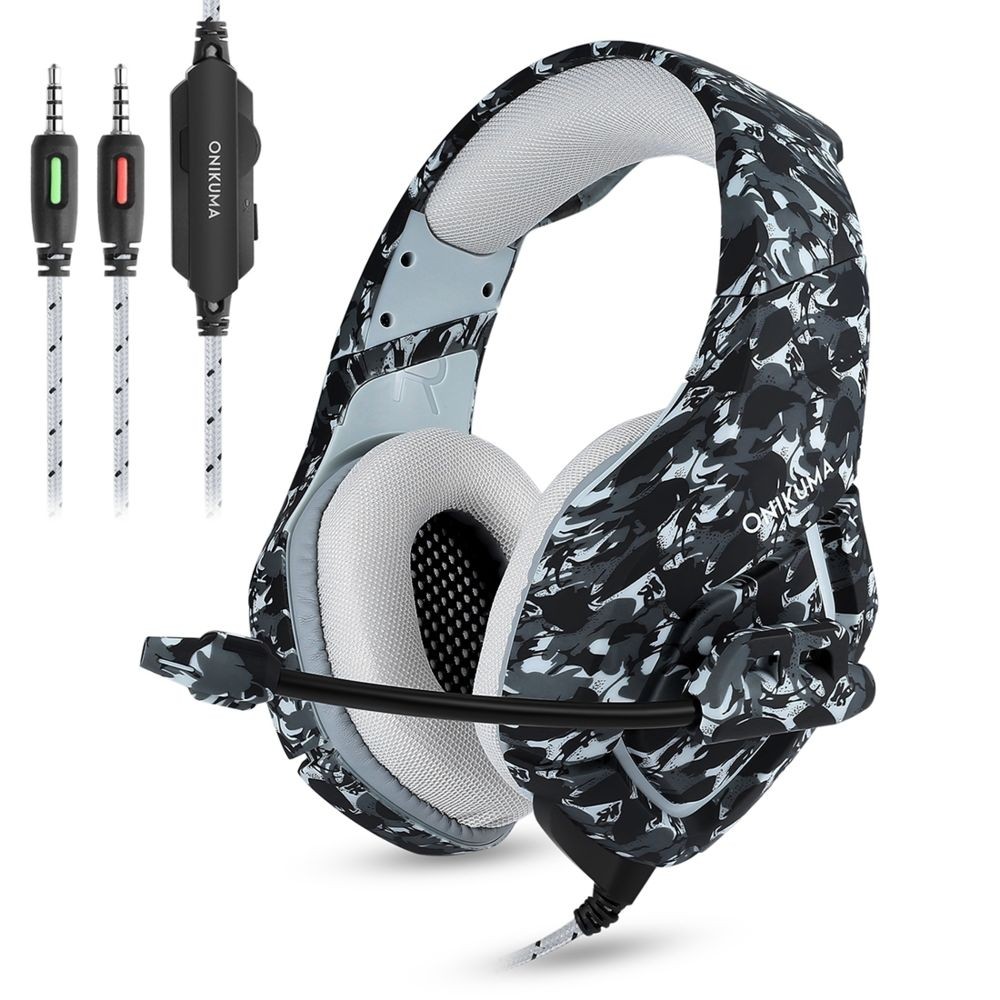 Wewoo Casque gris pour PS4, Smartphone, Tablette, PC, Ordinateur Portable Deep Bass Bruit Annulation Camouflage Gaming Headpho