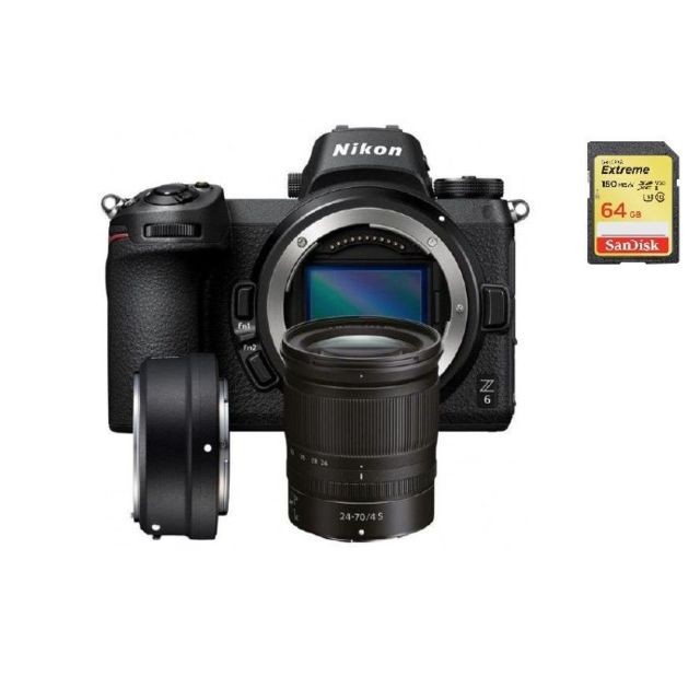 Nikon - NIKON Z6 KIT NIKKOR Z 24-70mm F4 S WITH FTZ Mount Adapter + 64GB SD card Nikon  - Reflex Numérique Nikon