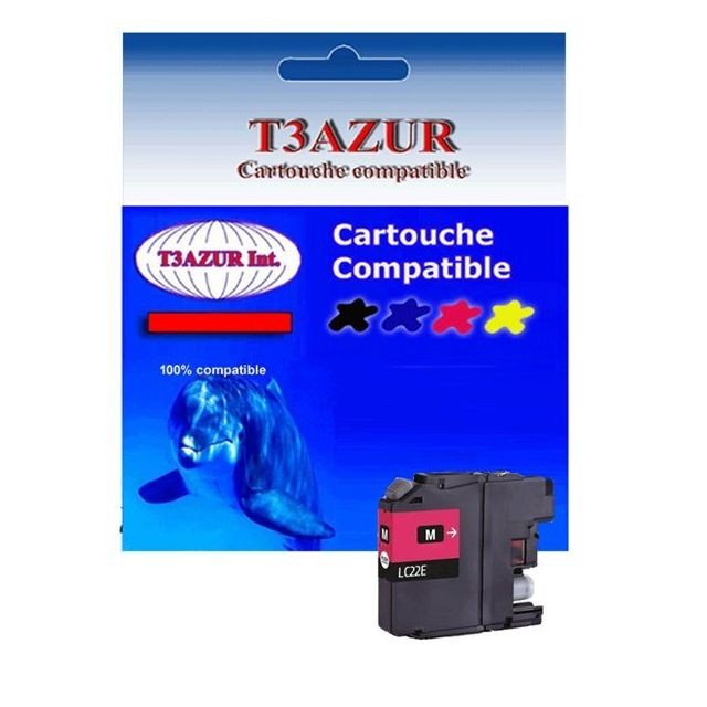 T3Azur - T3AZUR - Cartouche compatible pour Brother LC22E XL Magenta T3Azur  - Cartouche, Toner et Papier
