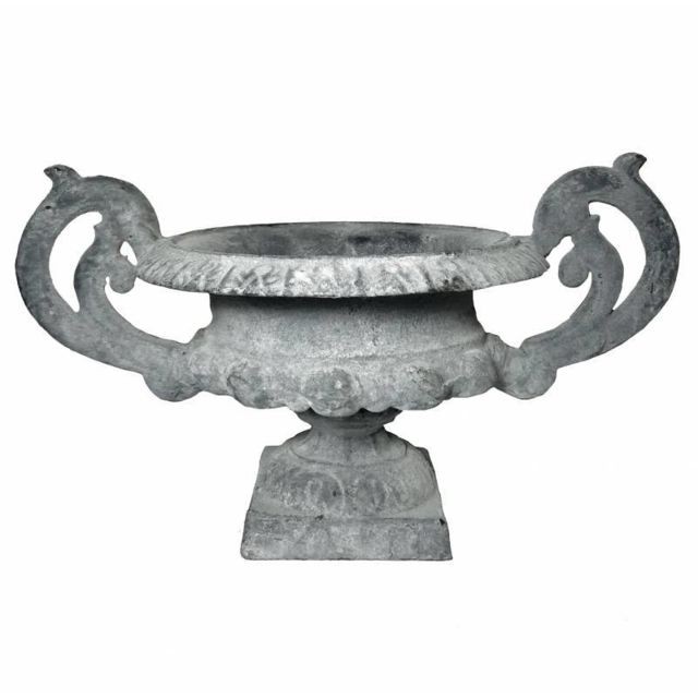 L'Héritier Du Temps - Vase Vasque Chambord Jardinière de Pilier Pot de Fleur Décoratif en Fonte Gris 14,5x16,5x26cm L'Héritier Du Temps  - L'Héritier Du Temps