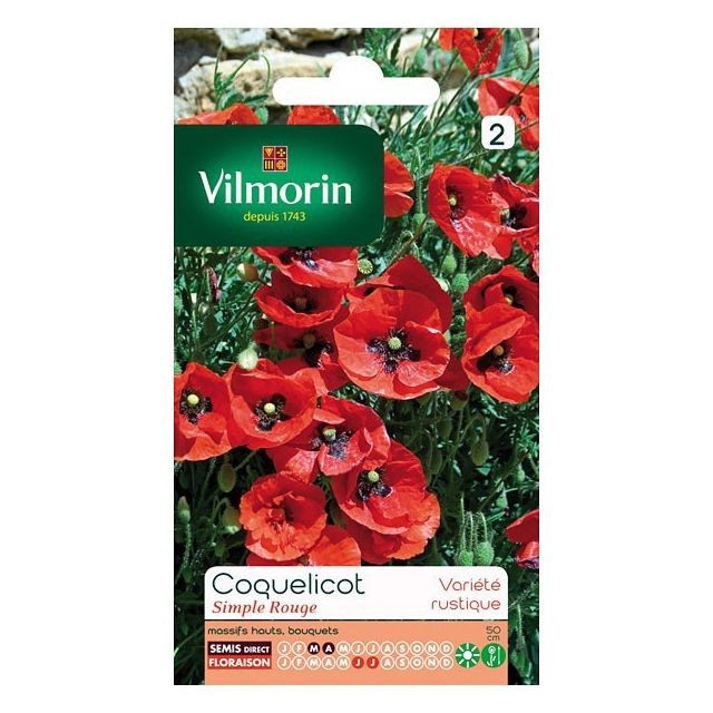 Vilmorin - Sachet graines Coquelicot simple rouge Vilmorin  - Graine Massif et bordure