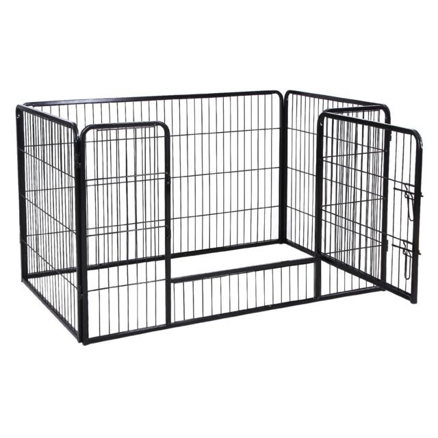 Clôture pour chien Helloshop26 Parc enclos cage pour chiens chiots animaux de compagnie 120 x 80 cm noir 3712017