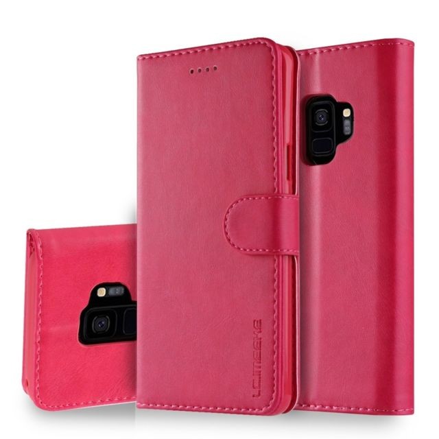 Wewoo - Coque Pour Galaxy S9 LC.IMEEKE étui en cuir à rabat à texture de veau avec support et fentes cartes et portefeuille rose rouge Wewoo  - Coque, étui smartphone