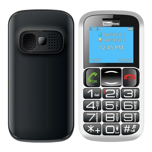 Maxcom - Téléphone Senior 600mAh Bouton SOS Compatible appareil auditif MM462 Maxcom Noir - Smartphone Android