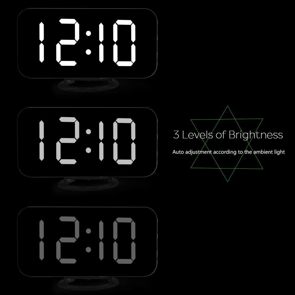 3 Pièce Extra grandes Numérique Horloge automatique réglage temporel réveil 