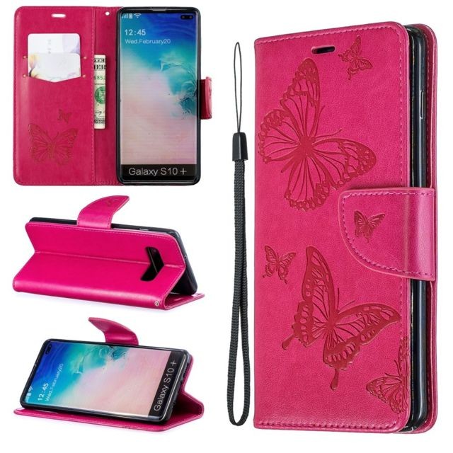 marque generique - Etui en PU papillon rose pour votre Samsung Galaxy S10 Plus marque generique  - Marchand Magunivers