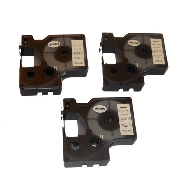 Vhbw - 3x Ruban Cassette Cartouche 9mm vhbw noir sur blanc pour Dymo LabelManager 450, 450D, 500, 500TS, PC II comme D1, 40913. Vhbw  - Cartouche d'encre Vhbw