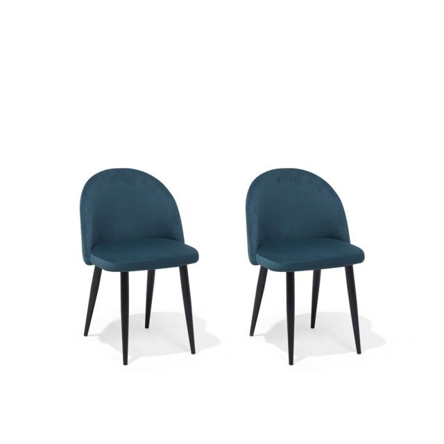Beliani - Lot de 2 chaises en velours bleu VISALIA Beliani  - Salon, salle à manger