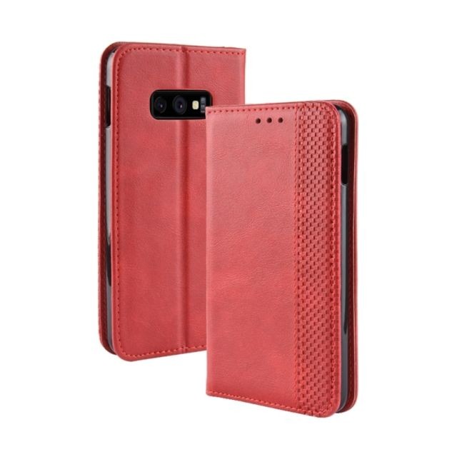 Wewoo - Housse Coque Étui en cuir à boucle magnétique avec texture rétro à pour Galaxy S10 Lite, support et emplacements pour cartes porte-monnaie (rouge) Wewoo  - Accessoire Smartphone