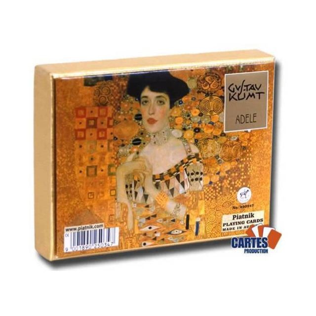 Piatnik - Coffret Klimt Adele - 2 Jeux de 54 cartes cartonnées plastifiées - format bridge - 4 index standards - Jeu bridge