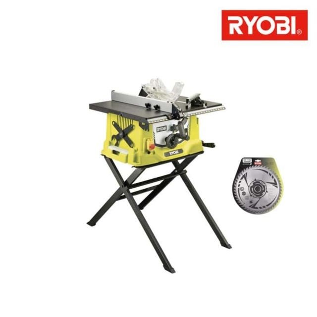 Ryobi - Pack RYOBI scie sur table électrique 1800W 254mm piètement rétractable RTS1800S - lame carbure pour scies à coupe d'onglets 254mm SB254T48A1 - Scies circulaires