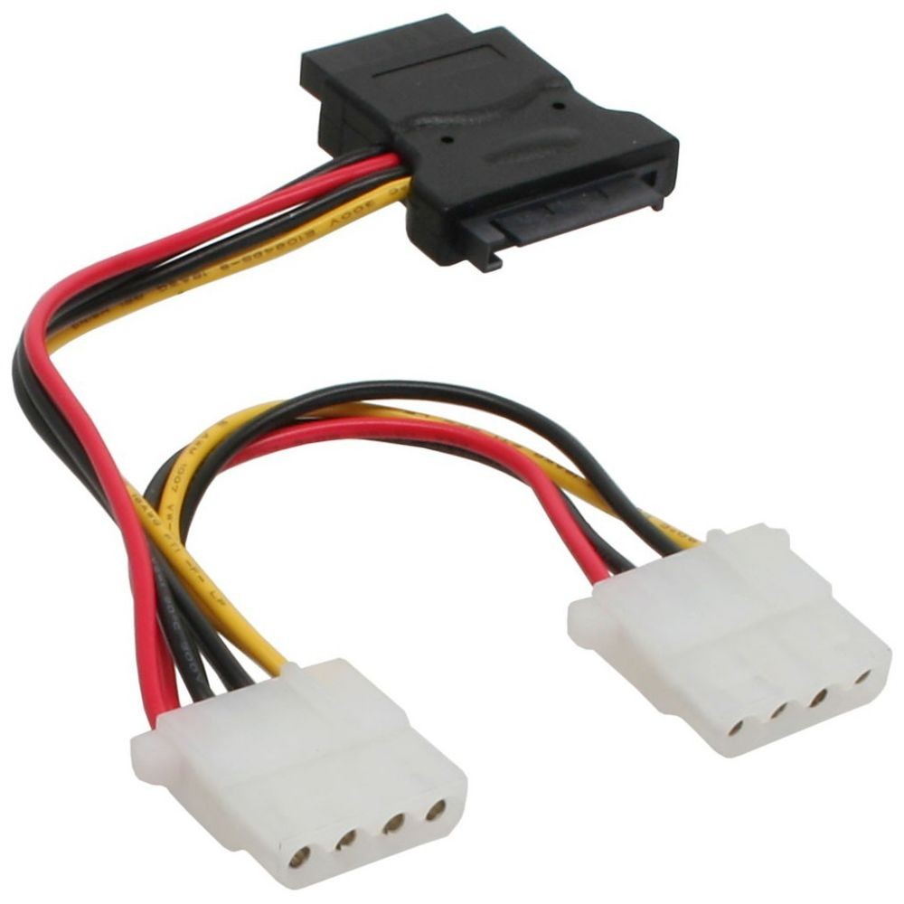 Inline Câble adaptateur d'électricité SATA, InLine®, SATA prise femelle à 3x 5,25 mâle, 15cm
