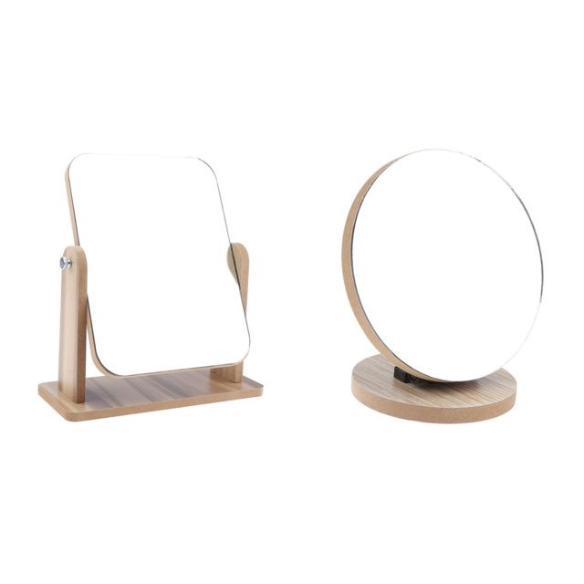 Tableau miroir en bois sur pied salle de bain rasage coiffeuse pivotant miroir